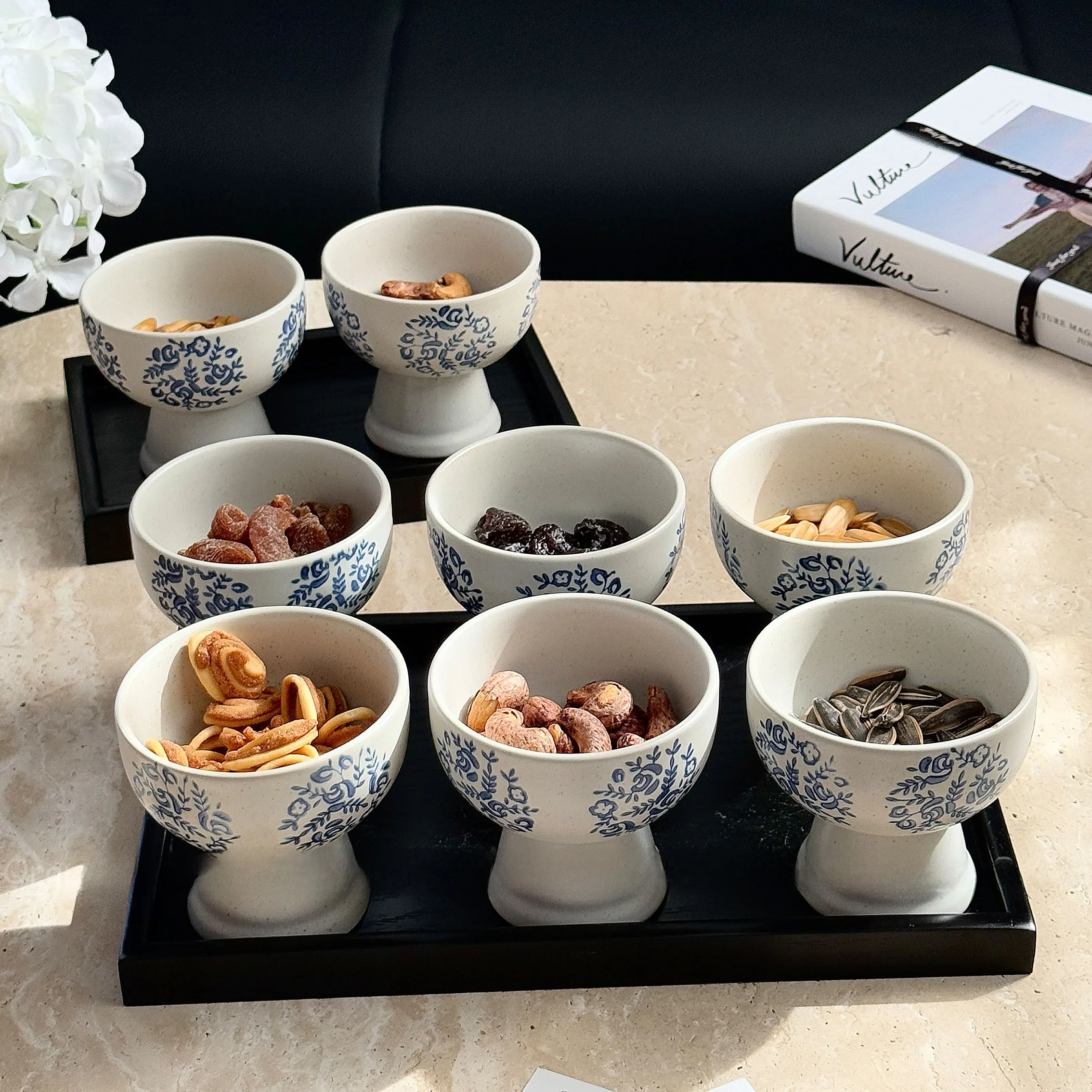 中華風レトロデザインの陶器スナックプレート：おつまみ・プチギフトに最適なおしゃれな果物盤