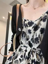 フラワープリントキャミソールワンピース【サマー  スタイル・ポケット付き・ヴィンテージ水墨デザイン】【セットアップ対応】