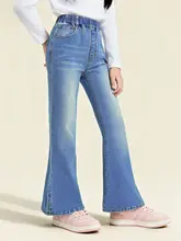 デニムパンツ キッズ ガールズ フレアシルエット ロング おしゃれ 秋