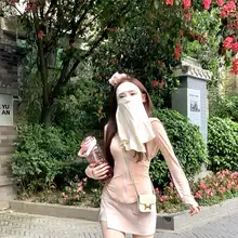DoggyQin UVカットフェイスマスク【100%桑蚕絲・通気性・ネックガード付き】