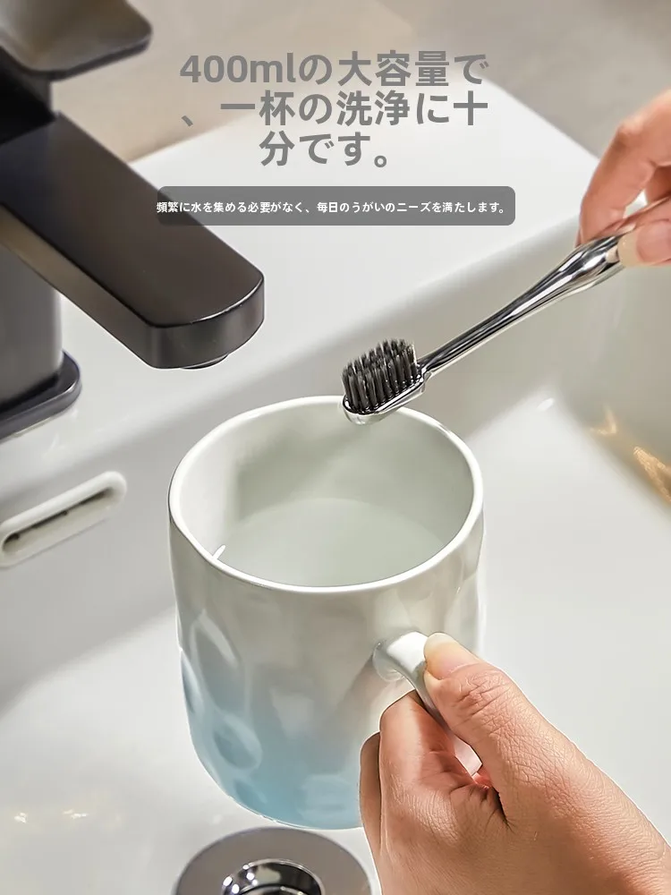 陶器製洗口カップ：こぼれにくい設計と高級感の家族向け3点セット
