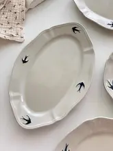 お皿 茶碗 食器 ツバメ柄 浮き彫り 陶磁器製