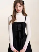 Kroche 50%ウール ボウノットベルベットキャミソールロングドレス