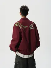 花柄刺繍のリバーシブルジャケット【フレンチカラー・男女兼用・ショートスタイル】