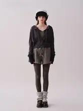 ドローストリング付きのニットツイストAラインスカートパンツ【冬用・フィット・レッグライン強調】
