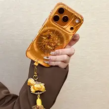 華やかな中国風の小馬チャーム【iPhone用・金色・吉祥の意味】