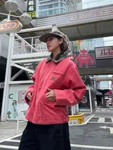 デニムジャケット ユニセックス ショート丈 カラフル【カーゴスタイル・カジュアル・春秋用】