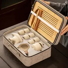 陶器製 旅行用茶具セット【自動茶器・一壺六杯・携帯便利】