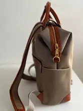 大容量の牛津布と牛皮のバックパック【多層収納・カラーブロック・旅行用】（セットアップ対応）