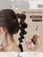 シンプルなバタフライリボンヘアゴム【電話線風・ポニーテール用・女性用】