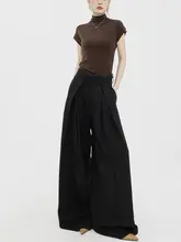 ABWEAR 高腰グレー 西装パンツ【落ち感・トレンド・フィット・ロングワイドパンツ】