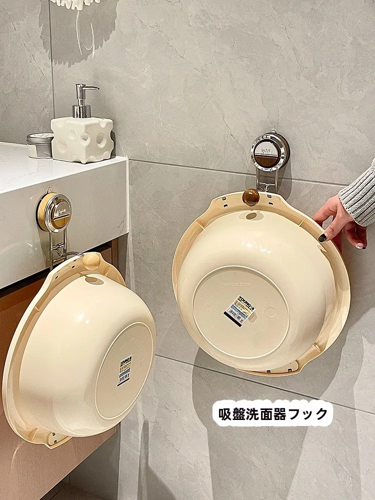 穴あけ不要のステンレスフック：バスルーム収納に最適な吸盤タイプの吊り下げアイテム