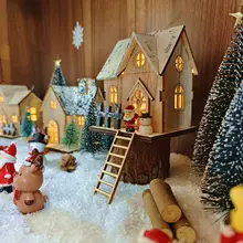 クリスマステーマの装飾品ディスプレイボックス【ミニチュア雪景色の飾り付け用】