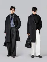 シルクとカシミヤ混紡のダブルフェイスコート【メンズ・秋冬用・ダブルブレスト・通勤対応】