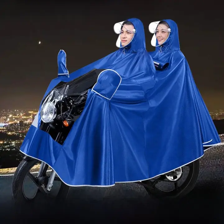 バイク用レインコート【男女兼用・全身防水・広めのデザイン・電動自転車対応】