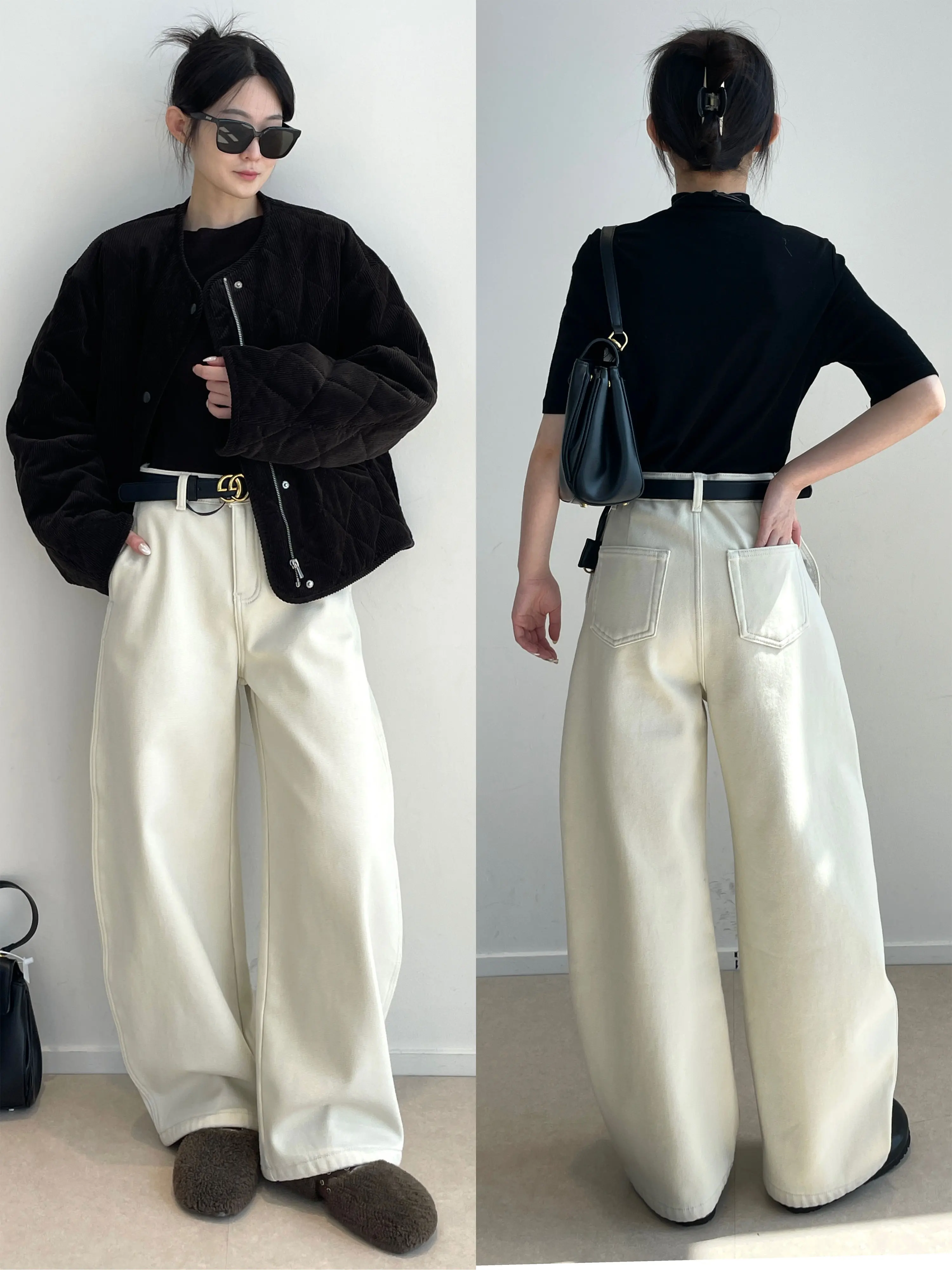 濃いデニムに合う色は？裏起毛ワイドレッグパンツで解決するリアルな着こなしの悩み