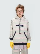 可愛い猫耳デザインのカラーストライプフーディ【女性用・フィット・秋用】