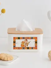 かわいい猫デザインの竹製ティッシュボックス【リビング・ダイニング用・収納に便利】