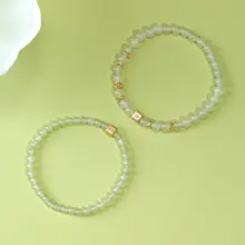 シンプルで洗練されたデザイン！和田玉と純銀のブレスレット【レトロスタイル】