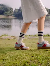 厚底カジュアルシューズ【レースアップ・カラーブロック・ファッション性・高身長効果】