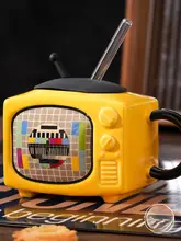 レトロテレビデザインの陶器マグカップ【ユニークな家庭用・創意工夫】