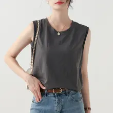女性用大きいサイズ カジュアルノースリーブトップス【極上の柔らかさ・体型カバー・夏用】