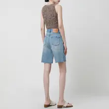 レディース 夏用ハイウエストデニムショートパンツ【ゆったりストレート・薄手・カジュアル】