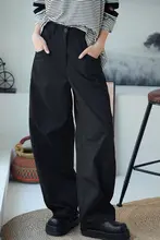 黒色の高腰ワイドレッグパンツ【ストレートシルエット・おしゃれなカジュアルスタイル】