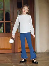 女児用フレアデニムパンツ【春秋用・ストレッチ・カジュアル】