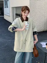 オーバーサイズのバイカラーコート【レトロスタイル・カジュアルファッション】（セットアップ対応）