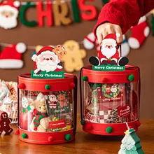 ギフトボックス クリアバケツ 丸型 持ち手付き 透明 クリスマス ラッピング お菓子入れ クッキー キャンディ