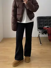 黒のストレッチフレアパンツ【ハイウエスト・スタイルアップ・梨型体型対応・裏地付き】