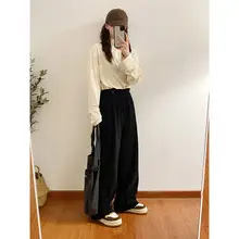 秋冬用 ヴィンテージ風 コーデュロイ ワイドレッグカジュアルパンツ【無地・垂れ感】（セットアップ対応）