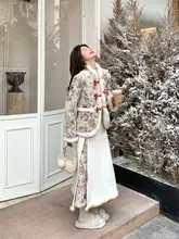新中式国風デザインの羊羔毛コンビネーションスカート【冬用・エレガント・二重構造】（セットアップ対応）
