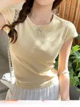 夏用 正肩フィットTシャツ【コットン・ラウンドネック・短袖・イエロー】