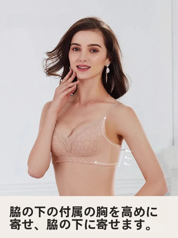 古今大サイズ通気性ノンワイヤーレースブラ：大胸女性の夜間着用に最適なフィット感と通気性