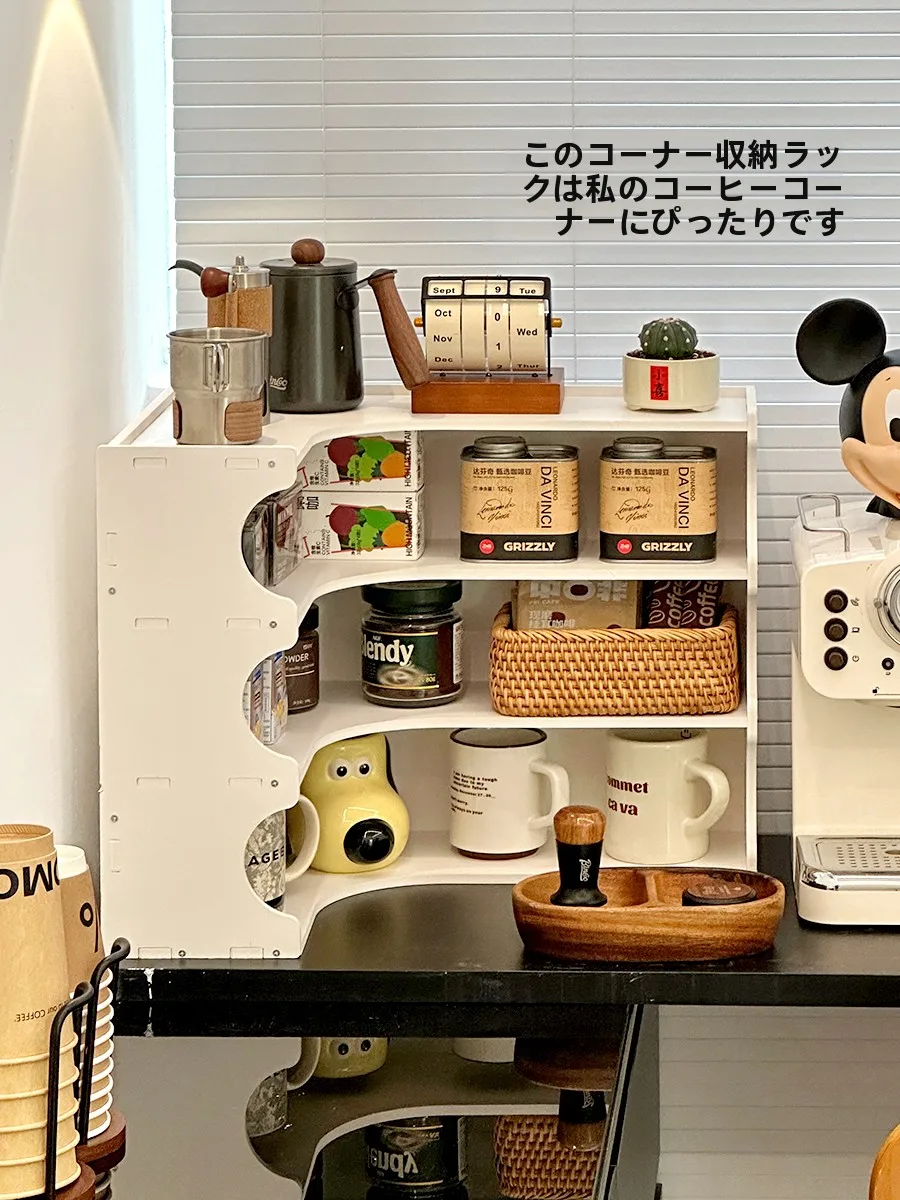 コーナー置物ラックH1259：デスクトップ用4層収納の実用性と設置方法