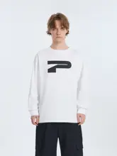 P字模様のプリント長袖Tシャツ【クルーネック・メンズ・ゆったりデザイン】