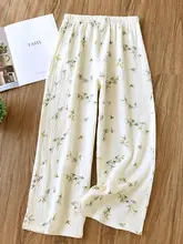 夏用 軽やかコットンルーズパンツ【二重シフォン・ストレート・ワイドレッグ・ルームウェア・外出可】（セットアップ対応）