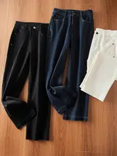 撥水加工のユーズド風ストレートデニムパンツ【ゆったり九分丈・女性用・秋用】（セットアップ対応）