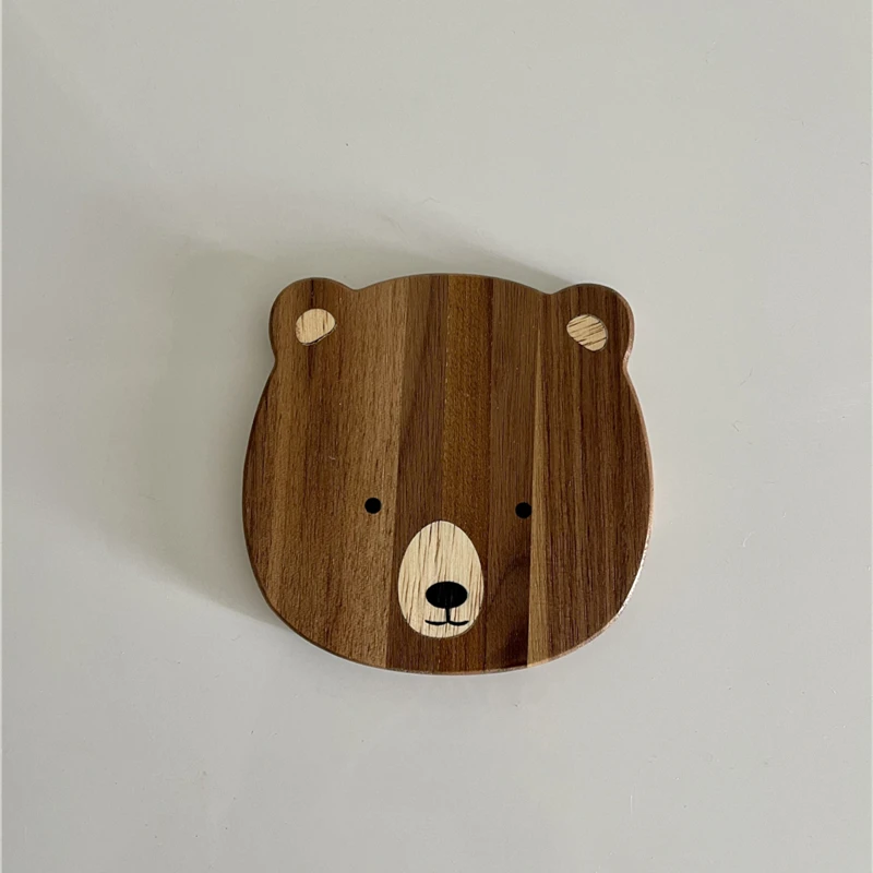 かわいい3匹のクマの家族手作りまな板と鍋敷きセット：キッチン雑貨のオーガニック・フェイスデザイン