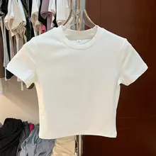 赤色ハイウエストTシャツ【ショート丈・フィット・春夏用】