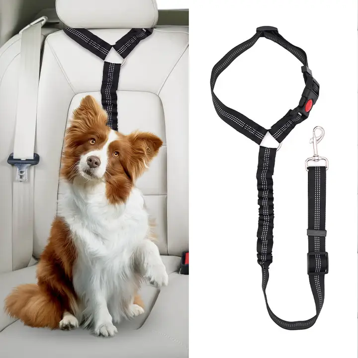ペット用 車載安全ベルト【後部座席用・大型犬対応・牽引ロープ】