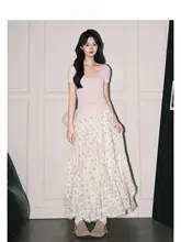 ロングスカート レディース 花柄 レース アシンメトリー フリル ドレープ 甘め フェミニン インスタ映え 春物 「Forever21」