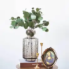 JK エレガンス デザイン 彫刻風テーブル装飾花瓶【厚口ガラス・水耕栽培・モダン北欧スタイル】