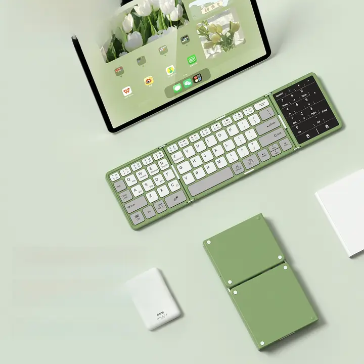 B．O．W 折りたたみ式ワイヤレスBluetoothキーボード【iPad・MatePad対応・携帯型タッチパッド付き】