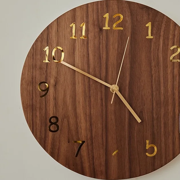 無垢材の壁掛け時計【チェリーウッド・ウォールナット・シンプルデザイン・丸型】