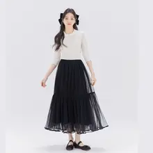 大きめフレアスカート【優雅なシフォン・春夏用・ウエストゴム】