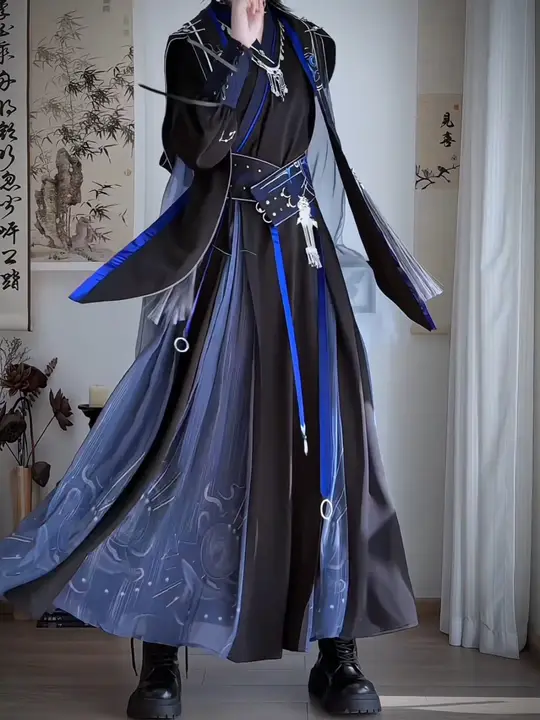 ダークカラーのミャオ族風ダルマ斗篷【改良遺風・武侠スタイル・古装】（セットアップ対応）
