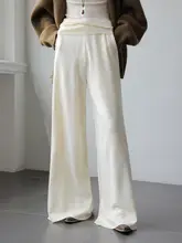 ワイドパンツ レディース オフホワイト ハイウエスト ドレープ感 ルーズ カジュアルパンツ 春 秋 「JWUNIQUE」